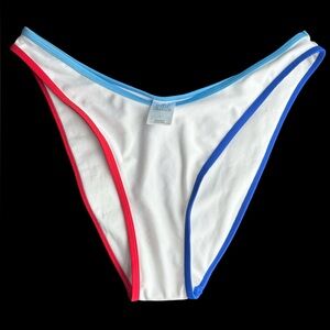 Wild Fable White Bikini Bottom with Red and Blue Trim